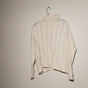 Vineyard Vines Ivory Cable Knit Turtleneck Sweater